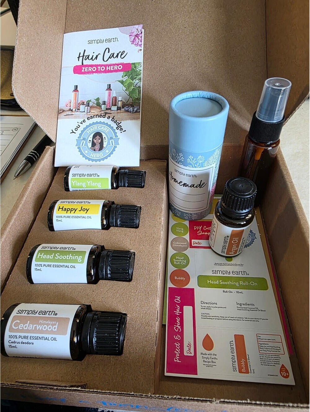 Simply Earth Hair Care Zero to Hero Essential Oil Recipe Box New